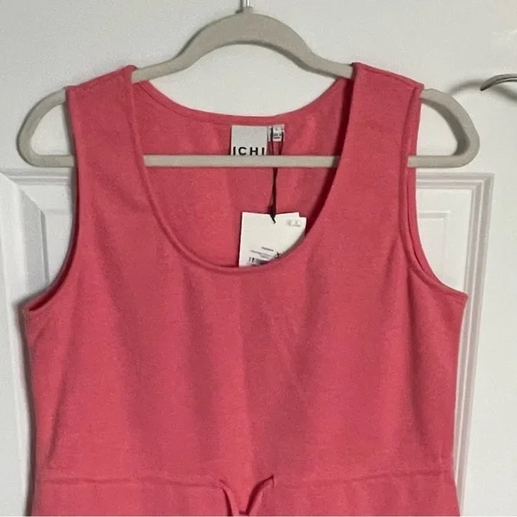 New! Ichi Kate cinched drawstring waist pique calypso pink Dress 35232 - Picture 4 of 15